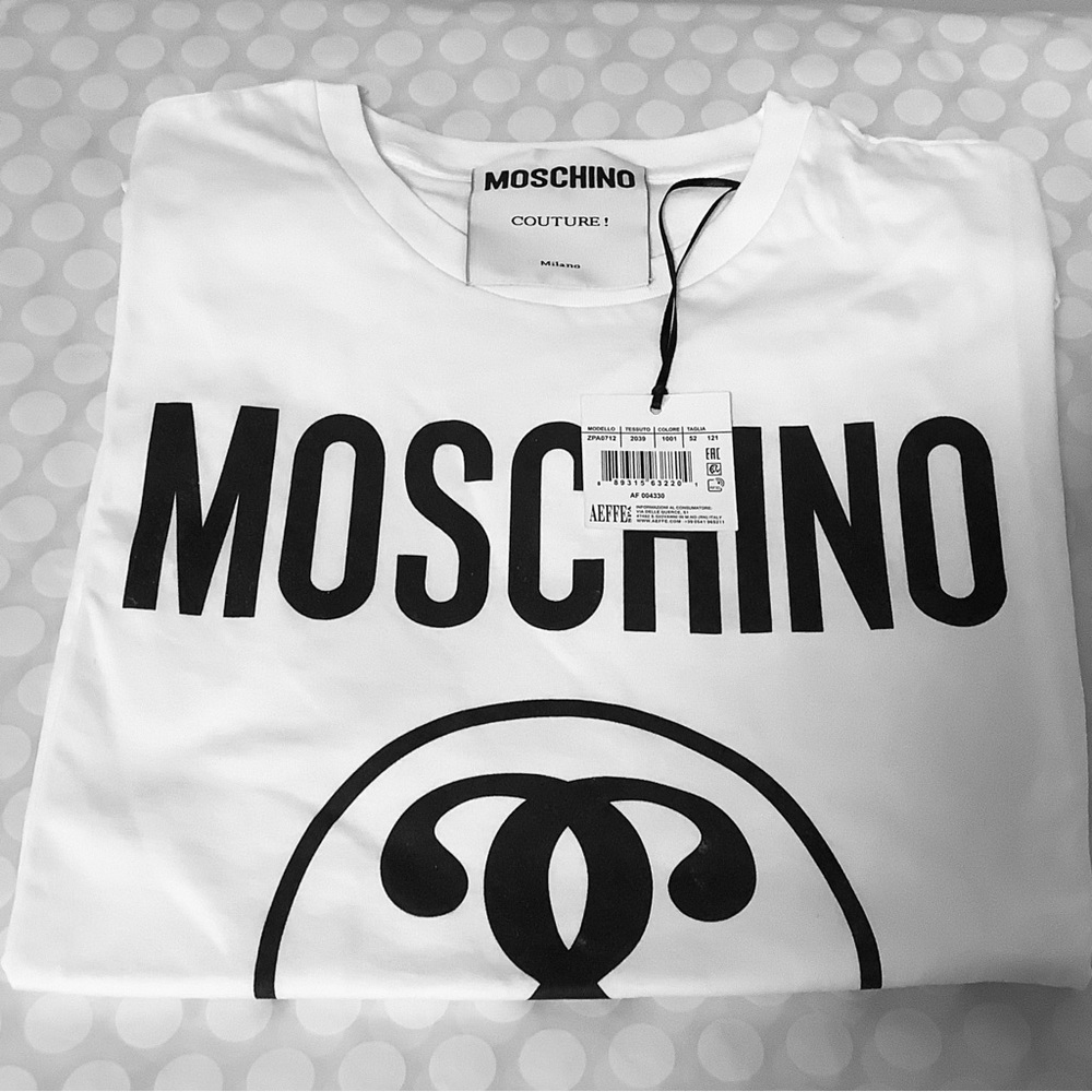 BNWT Moschino Couture! Milano Logo Print Cotton Crew Neck T-Shirt sz.XL